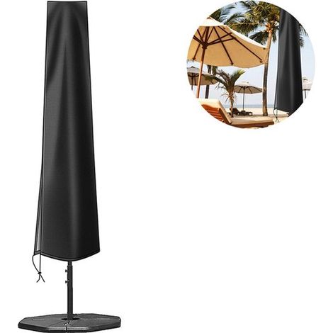 Sonnenschirmhülle – Wasserdicht – Uv-schutz – Für Gartenschirme – Winddichter Kordelzug – Oxford-gewebe – Schwarz – 183 X 25 X 35 Cm – 1 Stück