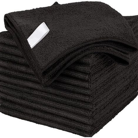 Mikrofasertuch – Streifenfreies Mehrzweck-reinigungstuch – Wiederverwendbares Poliertuch – Für Haushalt Und Auto – Schwarz – 30 X 30 Cm – 12er-packung