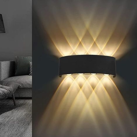 Wandleuchte – Auf- Und Abwärtsbeleuchtung – Led-wandleuchte – Innenbeleuchtung – 22 Cm, Schwarz – Ip65 Wasserdicht – Warmweiß 3000 K – Einfache Montage