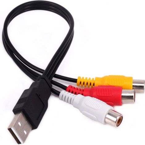 Longziming – Usb-auf-3-rca-kabel – 0,3 M – Av-audio-/video-adapter Mit 3 Cinch-buchsen Auf Usb-stecker Für Fernseher Und Pc