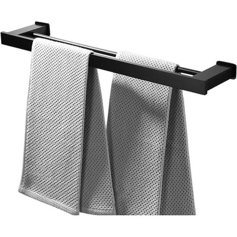 Doppelter Handtuchhalter – Mattschwarzer Edelstahl – Wandregal Fürs Badezimmer – Duschzubehör Aus Edelstahl – Für Bad Und Küche – Schwarz – 40 Cm – 1 Stück