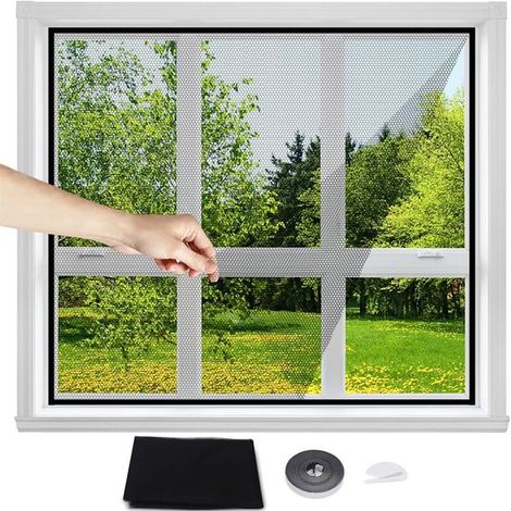 Moskitonetz – Fenster-moskitonetz – Verstellbare Größe – Schraubenlose Montage – Sicherer Mückenschutz – Schwarz – 1 Stück – 1,3 X 1,5 M – Inkl. Befestigungsmaterial