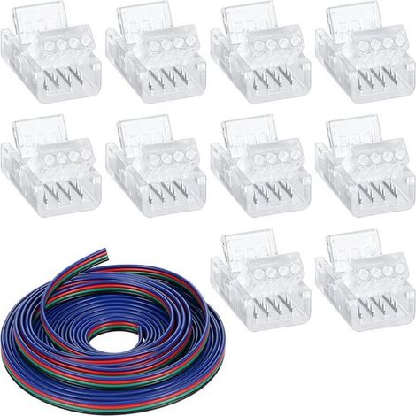 Longziming – 2 X 5 M Led-streifen-verlängerungskabel – 4-poliger Rgb-led-anschluss Für 10-mm-streifen – Kompatibel Mit 5050-, 3528- Und 2835-leds – Schnelle Und Einfache Installation