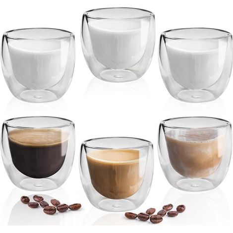 Longziming – Set Mit 6 Doppelwandigen 80-ml-espressotassen – Isoliergläser Für Latte Macchiato, Cappuccino Und Kaffee – Isolierte Kaffeegläser Für Zuhause, Büro Und Cafés