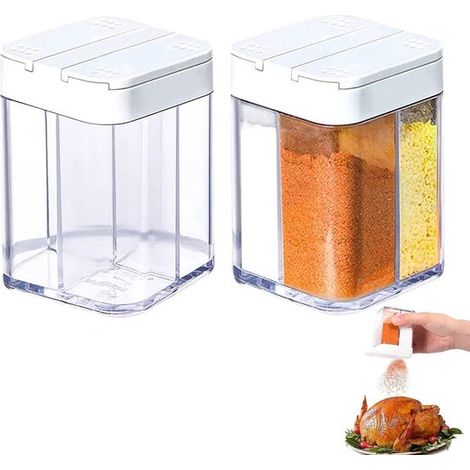 Ynkkvre 4-in-1 Gewürzdose – Kompakte 4-fächer-gewürzdose – Lebensmittelechtes Abs+ps – Transparent – Für Salz, Pfeffer Und Gewürze – Ideal Für Camping, Kochen Und Grillen