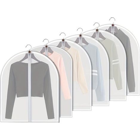 Ynkkvre - Niederländisch: Set Mit 6 Transparenten Kleidersäcken 60x80 Cm – Reißverschluss, Wiederverwendbar – Schützen Sie Kleidung Vor Staub, Feuchtigkeit Und Motten