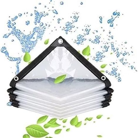 Transparente Plane Mit Ösen, Ideal Für Den Außenbereich. Gewebte, Wasserdichte Folie, Wetterfestes Segeltuch, 2 X 2 M.