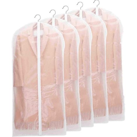 5er-set Longziming Kleidersäcke – Transparent, 60 X 100 Cm – Atmungsaktives Material – Ideal Für Anzüge, Kleider, Mäntel Und Hemden – Eva – Unisex – Aufbewahrungsbeutel