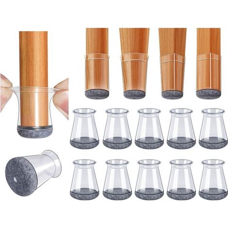 Peysaitr Stuhlbeinkappen (20er-pack) – Transparente Silikon-schutzkappen Mit Filz, Für Runde (16–22 Mm) Und Quadratische (10–19 Mm) Stuhlbeine – Schutz Vor Kratzern Und Verrutschen