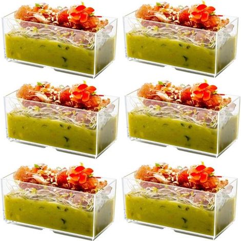 Longziming – Transparente Dessertbecher – Kristallklare Puddingbecher Aus Kunststoff – Rechteckige Dessertbecher – Stapelbar – Modernes, Transparentes Design – Platzsparend – Ideal Für Partys
