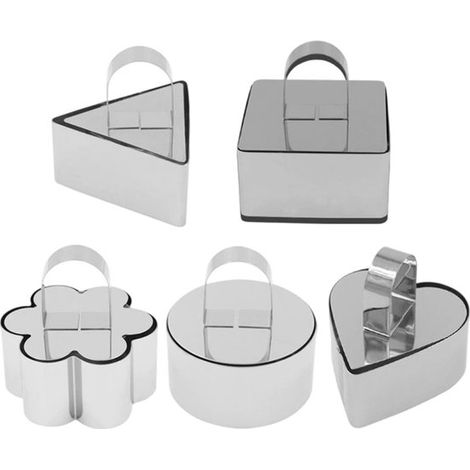 Set Mit 5 Gebäckringen Aus Edelstahl – Dessertformen – 7,5 X 7,5 Cm Große Mousseformen Aus Edelstahl Mit Stopfer Und Backringen – Ideal Zum Backen Von Hausgemachten Leckereien