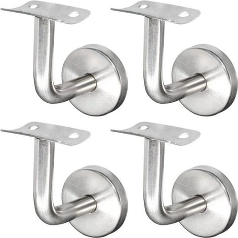 4-teiliges Set – Wandmontierte Handlaufhalterung – Edelstahl – Treppengeländerstütze – Wandmontierte Handlaufhalterung – Für Treppengeländer – Wandmontage – Silber