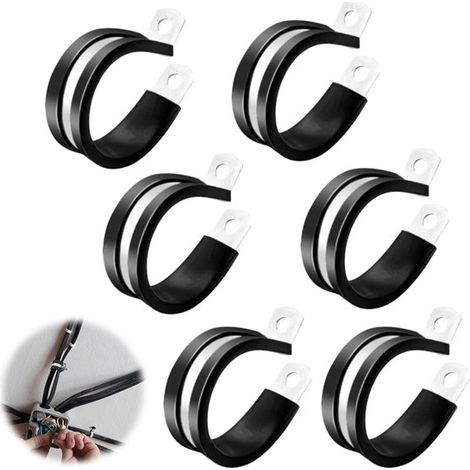 Kabelbinder Aus Edelstahl, Typ R – Mit Gummibeschichtung – Zur Befestigung Von Rohren/kabeln – Vibrationsdämpfend – Für Heimwerker/mechaniker – Silberfarben – 35 Mm – 6er-pack