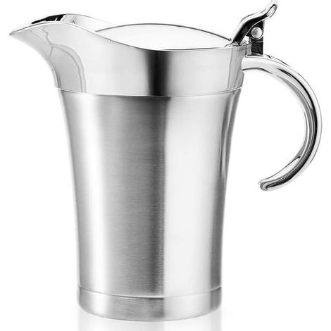 Doppelwandiger Thermotopf – 750 Ml – Edelstahl Und Abs – Wärmeisolierung – Mit Deckel Und Tropffreiem Ausguss