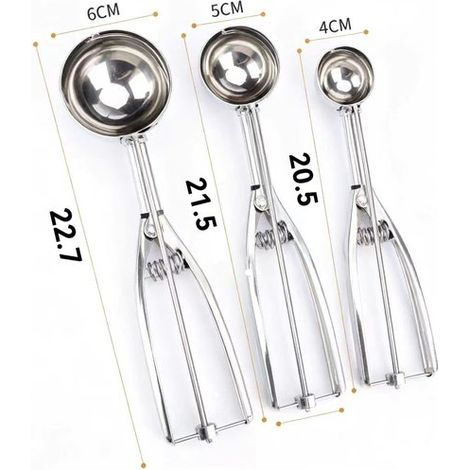 Longziming - Set Mit 3 Edelstahl-eiskugeln Für Früchte: 4 Cm/5 Cm/6 Cm, Ideal Für Wassermelone Und Eiscreme.