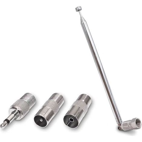 Ynkkvre Antenne Für Fm-stereo-receiver – F-stecker – 7-teilige Teleskopantenne Aus Messing Für Den Innenempfang – 1 Stück – Silber