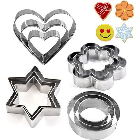 Ausstechformen – Ausstechformen-set – 12-teiliges Set Aus Edelstahl – 4 Formen & 3 Größen – Lebensmittelechter Edelstahl 430 – Geschenkidee