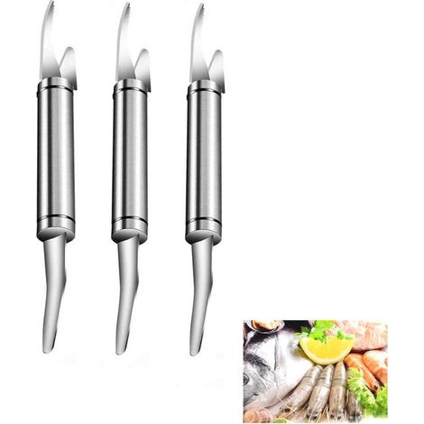 Longziming – Garnelenschäler – Meeresfrüchte-werkzeug – Multifunktionales Schälwerkzeug – Küchenaccessoire Aus Edelstahl – 3er-set