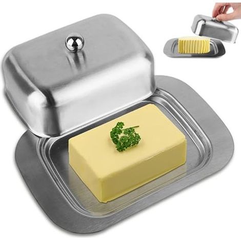 Longziming – Butterdose Aus Edelstahl – Butterkännchen Aus Edelstahl Mit Deckel – Butterdose Aus Edelstahl Mit Griff – Langlebig – Küchenaccessoires – Für Butter Und Käse