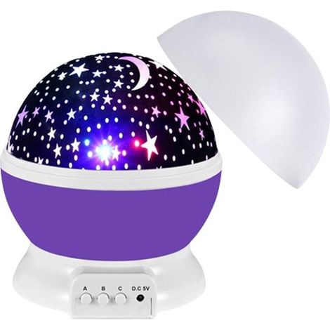 Sternenhimmel-nachtlicht Für Kinder – Sternenhimmel-projektor – Farbwechselnde Nebelbeleuchtung – Nachtlampe – Usb- Und Batteriebetrieben – Kinder – Lila – Ø 12 × 13 Cm – 1 Stück
