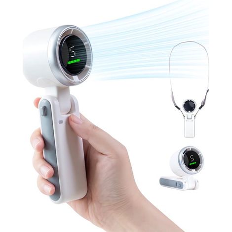 Longziming – Tragbarer Ventilator – Kompakter Turboventilator – Persönlicher Kühler – 180° Verstellbarer Luftstrom – Led-akkustandsanzeige – Ultraleichtes Design – Optimale Kühlung