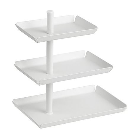 Servierständer – Dreistöckiger Tortenständer Aus Metall – Für Kekse, Obst, Kuchen – Weiß – L 24,5 X B 15,5 X H 28 Cm
