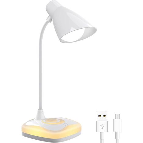 Longziming Led-schreibtischlampe Mit Einstellbarer Helligkeit, Wiederaufladbar, Flexiblem Hals, 3 Helligkeitsstufen, Augenschutz Zum Lesen Und Schreiben
