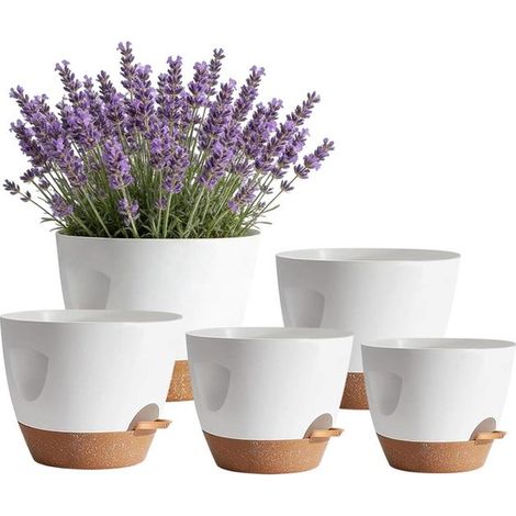 Longziming - Blumentopf - Blumentopf-set - Automatisches Bewässerungssystem - Effiziente Drainage - Polypropylen-kunststoff - Langlebiges Und Modernes Design - 5-teilig
