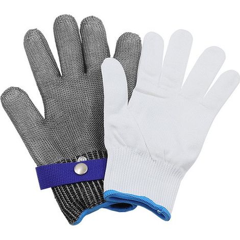 Schnittfester Handschuh – Arbeitshandschuh Aus Edelstahlgewebe Der Schutzklasse 5 Für Schlachtarbeiten, Glasbearbeitung Und Kettensägenarbeiten (l)