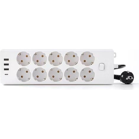 Usb-steckdosenleiste – 10 Steckdosen Und 3 Usb-anschlüsse – Ladefunktion – Für Zuhause Und Büro – Überspannungsschutz – Universell – Weiß – 2 M – 1 Stück