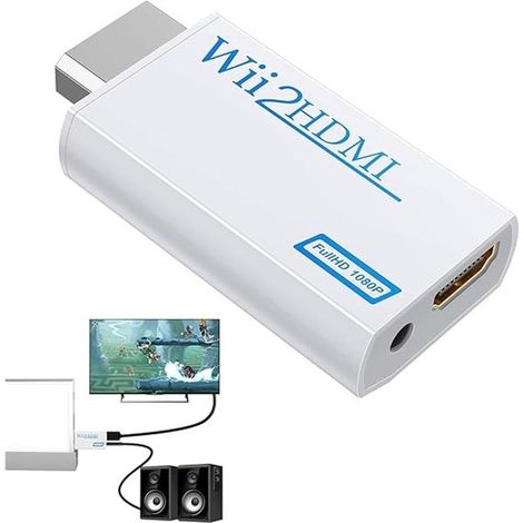 Longziming Wii-zu-hdmi-adapter – Integrierter 3,5-mm-audioausgang – Robustes Kunststoffgehäuse – Einfache, Treiberlose Installation – Kompatibel Mit Modernen Bildschirmen – 1 Stück