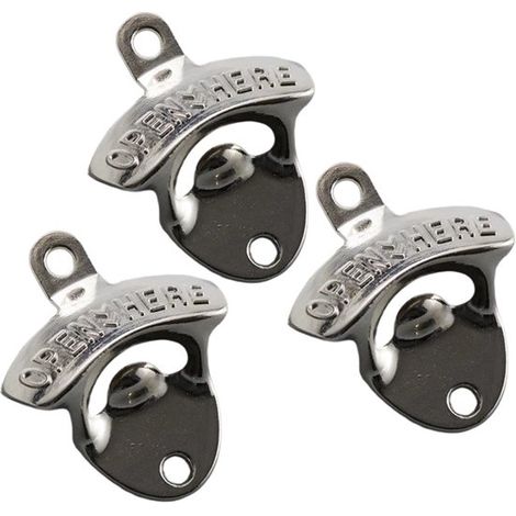 Wandmontierter Flaschenöffner Aus Aluminium – Vintage-stil – Bar- Und Wohnaccessoires – Selbstschneidende Schrauben – Ideal Für Die Gastronomie – Oberfläche In Weiß-nickel – Klassisch – Set