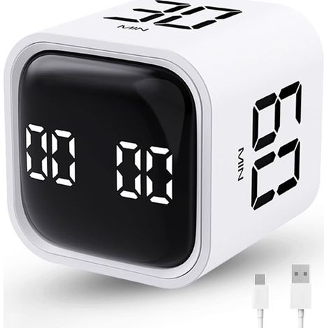 Würfel-timer Mit Schwerkraftsensor – 4 Vorprogrammierte Laufzeiten – Wiederaufladbar Und Tragbar – Schnelle Einrichtung (5 Bis 60 Minuten) – Usb-c-ladeanschluss