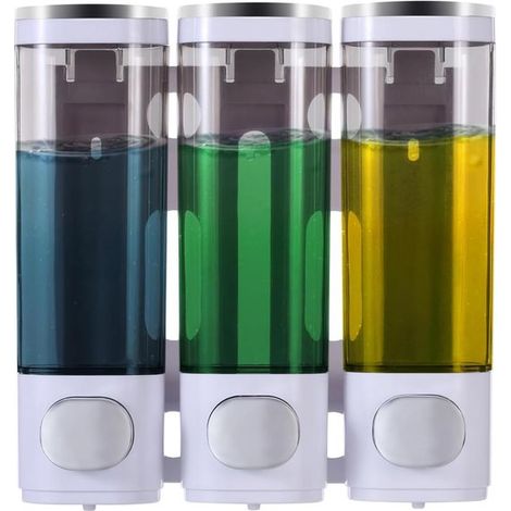Longziming – 3-in-1 Wandspender – Multifunktionaler Spender Für Duschgel, Shampoo Und Spülung – Wandmontage – Präzise Dosierung – Transparent Zur Füllstandskontrolle