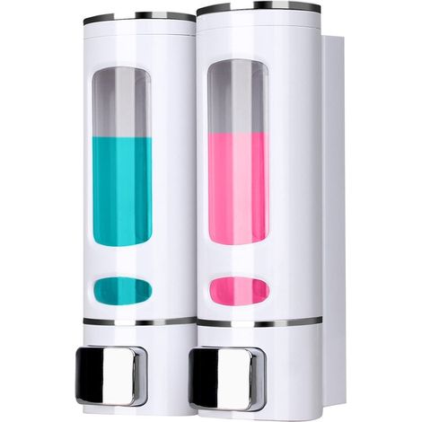 Seifenspender Wandbefestigung - Seifenspender Wand - Distributeur De Savon Mural - Duschgelspender - Pumpspender - Duschgelspender Für Dusche - Matériau Abs Durable - 2400 Ml Grande Capacité - Facile