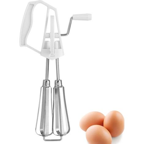 Longziming - Doppelköpfiger Hand-eierquirl - Hochwertiger Kunststoff Und Edelstahl - Ergonomischer Griff Zum Schlagen Und Kochen Von Eiern