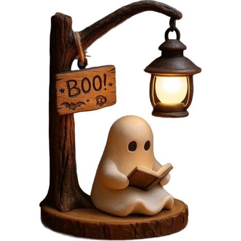 Kompakte 15 Cm 3d-led-geisterleselampe, Warmweißes Licht Mit Eingebautem Akku, Für Halloween Und Ganzjährige Atmosphäre