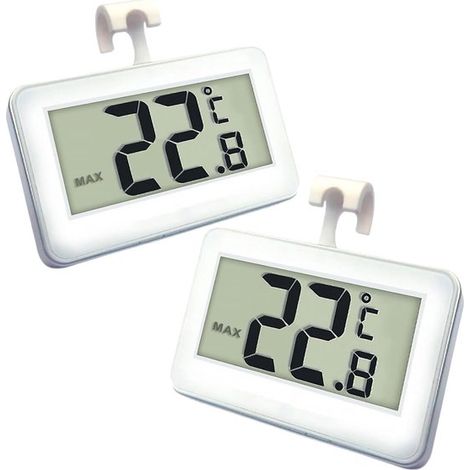 Longziming – Digitales Thermometer – Kühlschrankthermometer – Wasserdichtes Design – Maximal-/minimalwertanzeige – Große Lcd-ziffern – Vielseitige Montagemöglichkeiten – 2 Stück