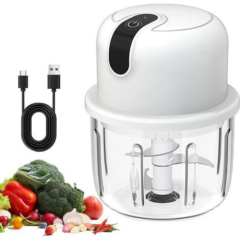 Küchenmaschine – Mini-elektro-usb-zerkleinerer – Zwiebelschneider – Spülmaschinenfest – Klingen Aus Edelstahl – 300 Ml – Kabellos – Babynahrungsmixer