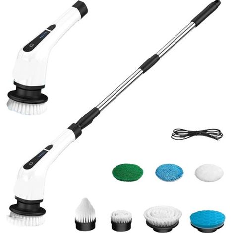 Ynkkvre 7-in-1 Elektrische Reinigungsbürste – Rotierende Bürste Für Bad Und Küche Mit Verstellbarem Griff, Wasserdicht (ipx7) – Ideal Für Böden, Fliesen, Ecken Und Enge Stellen