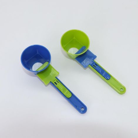 Staubfreier Messtrichter, Gleitlöffel Für Proteinpulver / Auslaufsicherer Kaffeelöffel (2 Stück) Zweifarbiges Messlöffelset, Auslaufsicheres Design, Blau Und Grün.