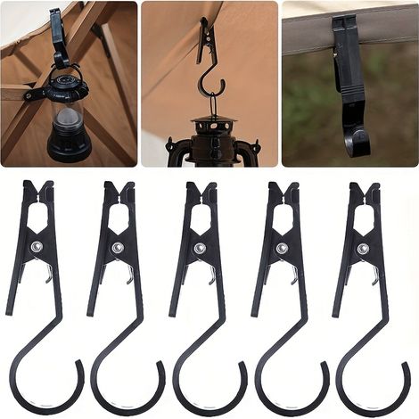 Set Mit 5 Campingzeltclips Mit Haken: Multifunktionale, Rutschfeste Campinghaken, Clips Zum Aufhängen Von Zeltlampen, Zubehör Für Outdoor-campingmarkisen Und Sonnenschirme.