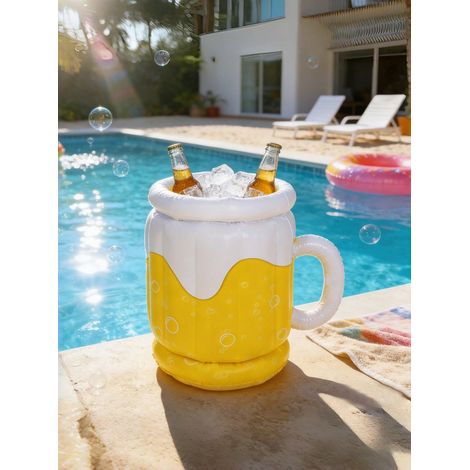 1 Aufblasbarer Bierkübel-getränkekühler, Schwimmender Getränkehalter Aus Abs-kunststoff Für Partys, Strände, Pools, Tragbarer Eisbehälter, Mehrfarbig (erste)