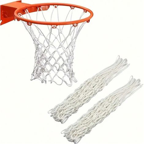 2 Robuste, Verstärkte Basketballnetze, Rot-weißes Netz Für Turnhalle, Freiplatz, Park Und Training, Weiß