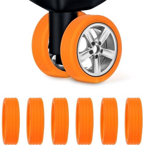 8 Stück Orange Silikon-rollenschoner Für Koffer Und Bürostühle, 25,4 Cm