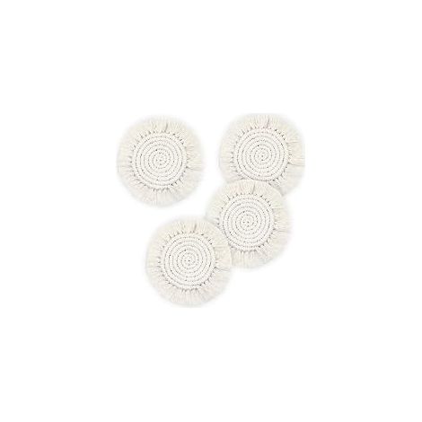 4er-set Boho-untersetzer, 18,8 Cm, Niedliche, Saugfähige Untersetzer Fürs Büro, Handgefertigte Makramee-untersetzer Im Landhausstil Für Tassen Und Becher – Wohnaccessoires, Geschenkidee