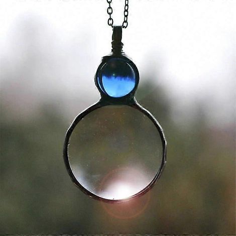 Halskette Mit Lupe Als Geschenk Für Senioren, Blaue Leselupen-anhänger-halskette ()