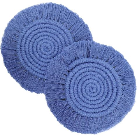 2er-set Boho-untersetzer, 18,8 Cm, Niedliche, Saugfähige Untersetzer Fürs Büro, Handgefertigte Makramee-untersetzer Im Landhausstil Für Tassen Und Becher – Geschenkidee Für Zuhause