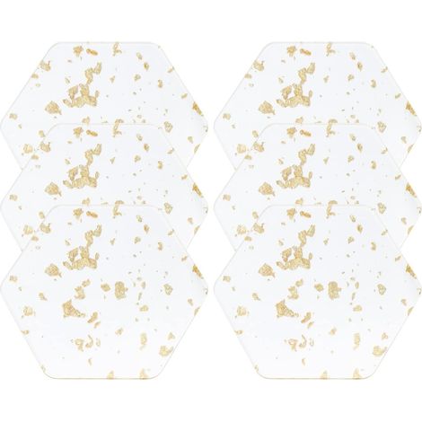 Acryl-untersetzer Mit Goldfolie Zum Schutz Der Tischplatte, Geeignet Für Verschiedene Tassenarten, 6er-set Tischuntersetzer (6 Sechseckige Untersetzer Mit Goldfolie)