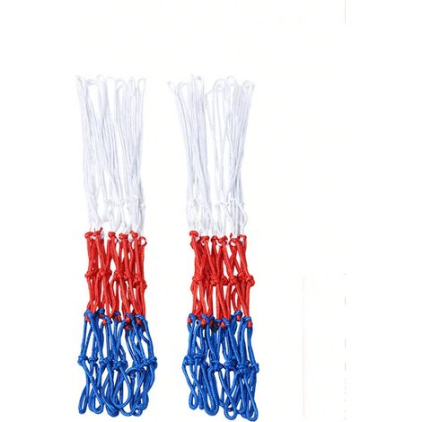 Stück Verstärktes Und Strapazierfähiges Basketballnetz, Rot-weißes Korbnetz Für Sport, Turnhalle, Freiplatz, Park Und Training (weiß, Rot Und Blau)
